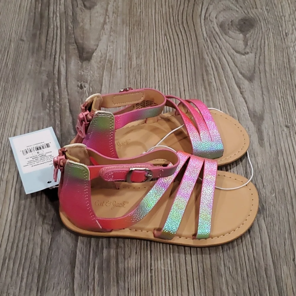 Cat & Jack Iridescent Patience Ankle Strap Sandals Size 9